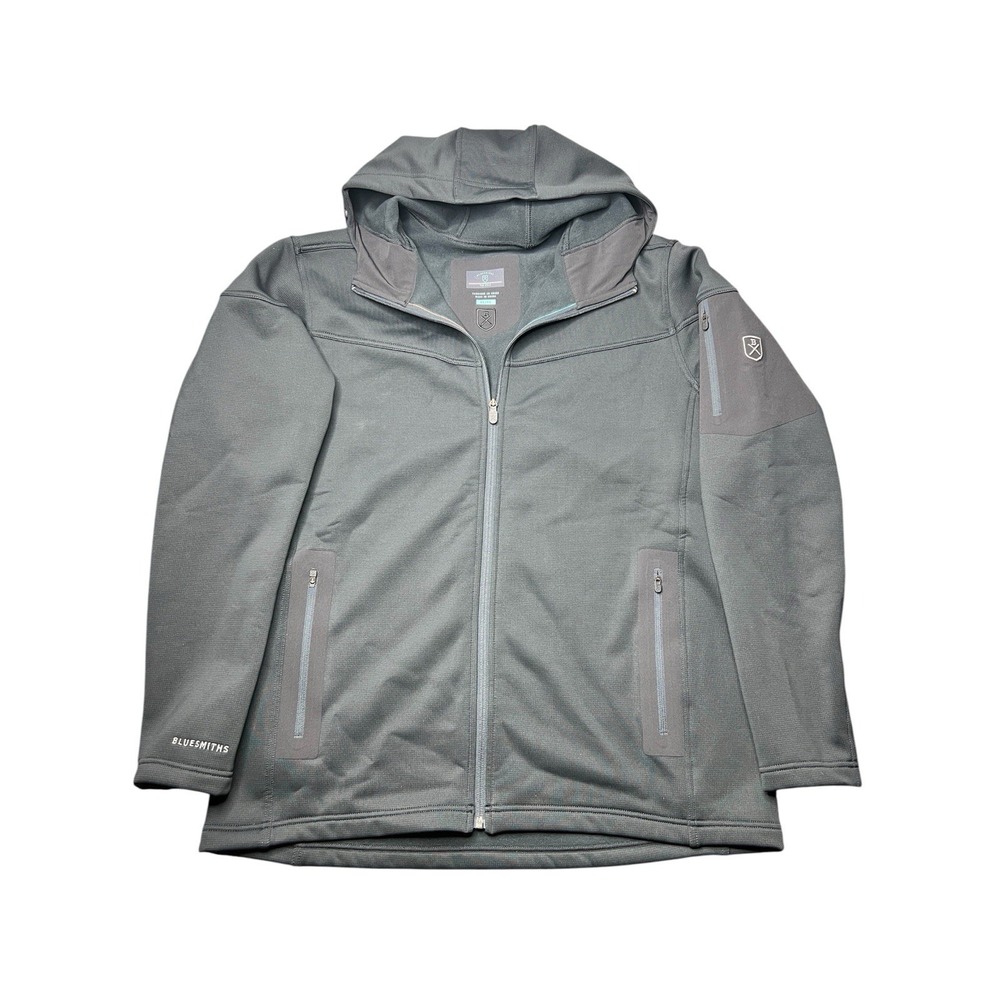 Bluesmiths Mens XL The Kula Windpro Full Zip Hoodie Jacket Dark Green Polartec